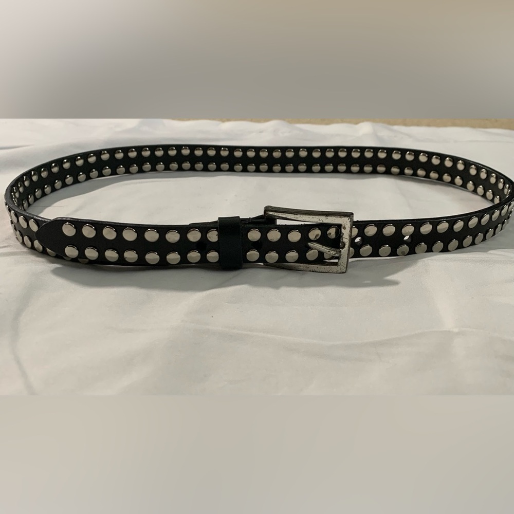 Black Studded Biker Belt Small